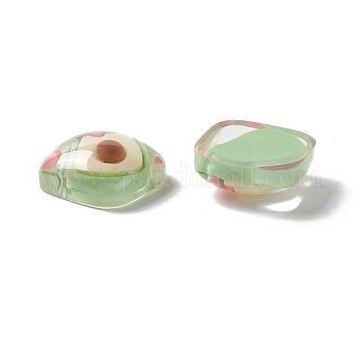 クリア樹脂カボション  正方形  ビスク  アボカド模様  19x19x8mm&nbsp;RESI-G034-A01-1