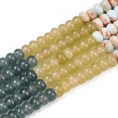 天然染めの白翡翠と合成寿山石のビーズ連売り  ロンデル  ミックスカラー  6x4mm  穴：1mm  約95個/連  15.31''（38.9センチメートル）&nbsp;G-Z135-C09-1