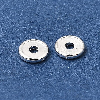 真鍮ビーズ  ディスク  ラックめっき  長持ちメッキ  銀  5x1mm  穴：1.5mm&nbsp;KK-CBA0DF0-18B-S-1