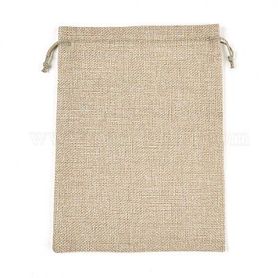 黄麻布ラッピングポーチ巾着袋  ダークカーキ  23x17cm&nbsp;ABAG-Q050-17x23-01-1