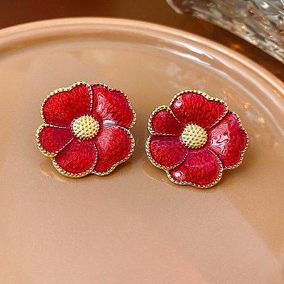 Alloy Enamel Stud Earrings&nbsp;EJEW-H156-01G-1