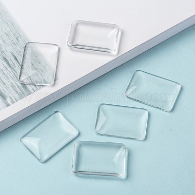Transparent Rectangle Glass Cabochons&nbsp;GGLA-R025-33x23-1