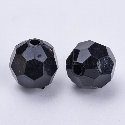 アクリルビーズ  多面カット  ラウンド  ブラック  8x7mm  穴：1.5mm  約1810個/500g&nbsp;TACR-Q257-8mm-V72-1