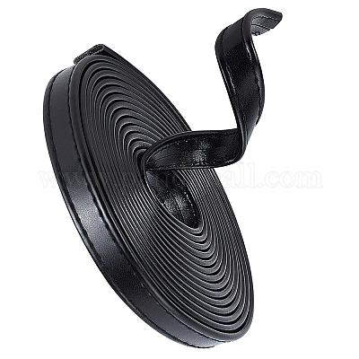 PUレザーコード  フラット  ブラック  12x2.6mm  3 m /ロール&nbsp;DIY-WH0209-99A-1