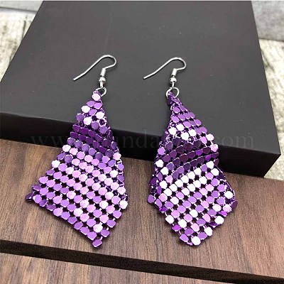 Sparkle Alloy Sequins Rectangle Dangle Earrings for Women&nbsp;NE0138-4-1