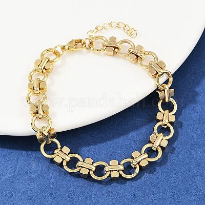304ステンレススチールリンクチェーンブレスレット フラットラウンド 
