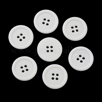 樹脂ボタン  染め  フラットラウンド  ホワイト  22x3mm  穴：2mm  195個/袋&nbsp;RESI-D030-22mm-01-1