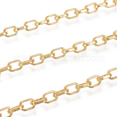 1m真鍮製アズキチェーン  テクスチャ  スプールで  長持ちメッキ  ハンダ付け  18KGP本金メッキ  8x5.5x1.5mm  3.28フィート&nbsp;CHC-SZ0001-41-1