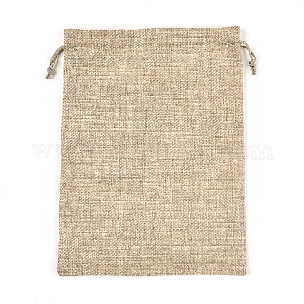黄麻布ラッピングポーチ巾着袋  ダークカーキ  23x17cm&nbsp;ABAG-Q050-17x23-01-1