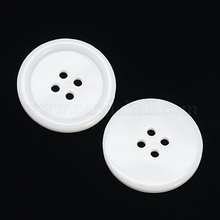 樹脂ボタン  染め  フラットラウンド  ホワイト  11x2mm  穴：1mm  980個/袋&nbsp;RESI-D030-11mm-01-1