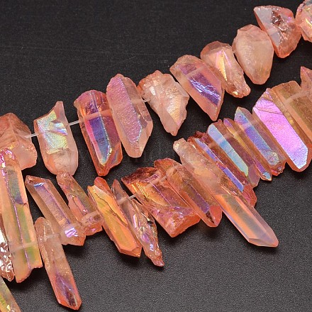 Electroplated Natural Quartz Crystal Beads Strands&nbsp;G-A142-03G-1
