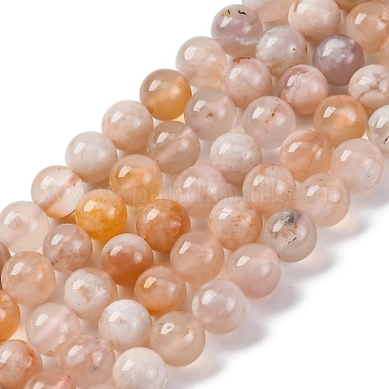 Natural Cherry Blossom Agate Beads Strands G-O166-02-8mm-01-1