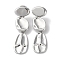 Rack Plating Brass Dangle Stud Earring, Long-Lasting Plated, Lead Free & Cadmium Free, Oval, Platinum, 46x14.5mm