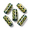 Handmade Lampwork Enamel Beads, Hand Painted Beads, Column with Rhombus, Green, 29.5~30.5x13.5~16mm, Hole: 3mm