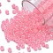 8/0 Glass Seed Beads, Ceylon, Round, Pink, 3mm, Hole: 1mm, about 2222pcs/100g