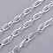 Iron Cable Chains, Unwelded, with Spool, Flat Oval, Silver Color Plated, 82x5x1.2mm, about 164.04 Feet(50m)/roll