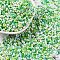 Two Tone Baking Paint Glass Seed Beads, Round Hole, Peanut, Lime, 4.5x2.5x2.5mm, Hole: 1mm, about 4500pcs/pound