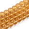 Transparent Glass Beads Strands, Round, Goldenrod, 8~8.5mm, Hole: 1.5mm, about 51~53pcs/strand, 14.96 inch~15.55 inch(38~39.7cm)