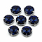 Sew on Rhinestone, Multi-strand Links, Glass Rhinestone, with Brass Prong Settings, Garments Accessories, Faceted, Flat Round, Platinum, Prussian Blue, 13x7.5mm, Hole: 0.8~1mm