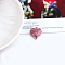 Alloy Enamel Pendants, Heart, Light Gold, Pink, 17x15mm, Hole: 1.5mm