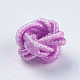 ポリエステルファブリックビーズ  ラウンド  フラミンゴ  6.5x4.5mm  穴：4mm&nbsp;WOVE-K001-A17-1
