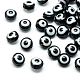 樹脂ビーズ  フラットラウンド  ナザールボンジュウ  ブラック  6x4mm  穴：1.5mm&nbsp;RESI-S339-4x6-01-2