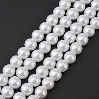 ガラスパールビーズ連売り  パールカラーの  ラウンド  ホワイト  10mm  穴：1mm  約80個/連  30.71インチ（78cm）&nbsp;HY-10D-B01