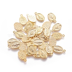 チベットスタイル聖母マリア合金楕円形のペンダント  ゴールドカラー  17.5x10x1mm  穴：1.5mm