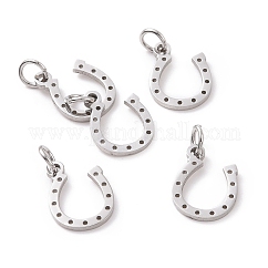 Tarnish Resistant 304 Stainless Steel Charms, Horseshoe, Stainless Steel Color, 13x10x1mm, Hole: 3mm