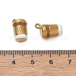 304ステンレススチールエナメルペンダント  ドリンクチャーム  イオンプレーティング（ip）  ゴールドカラー  14x10x8mm  穴：1.5mm&nbsp;SA-CBA7876-32G-01