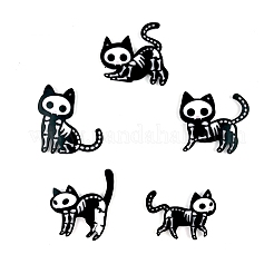 頭蓋骨の猫の形をしたペンダントのシリコンモールド  レジン型  UVレジン用  エポキシ樹脂ジュエリー作り  ハロウィンモチーフ  ディープスカイブルー  52~73x63~73x6mm  穴：2mm  5個/セット&nbsp;DIY-L067-J01