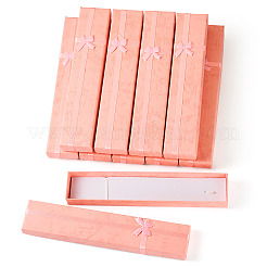 厚紙のネックレスボックス  内部のスポンジ  ちょう結びの長方形  ピンク  20x4.2x2.2cm&nbsp;CON-TAC0014-01C