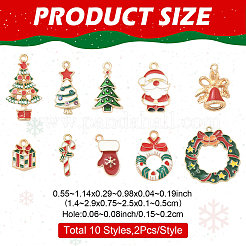 20個10スタイルアロイエナメルペンダント  クリスマスのために  混合図形  ミックスカラー  14~29x7.5~25x1~5mm  穴：1.5~2mm  2個/スタイル&nbsp;ENAM-YW0006-52