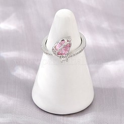 花柄真鍮製マイクロパヴェキュービックジルコニアカフオープンリング（女性用）  カドミウムフリー＆鉛フリー  ラックめっき  長持ちメッキ  プラチナ  usサイズ6（16.5mm）&nbsp;CU-CBA0A21-06A-P