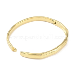 304ステンレススチールファセットリングヒンジ付きバングル女性用  18KGP本金メッキ  内径：2-3/8x2インチ（6.1x5.2cm）  6mm&nbsp;BJEW-C071-16G
