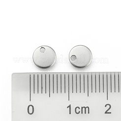 変色しにくい304ステンレススチールチャーム  空白のスタンピングタグ  フラットラウンド  ステンレス鋼色  6x0.5mm  穴：1mm&nbsp;STAS-M211-22