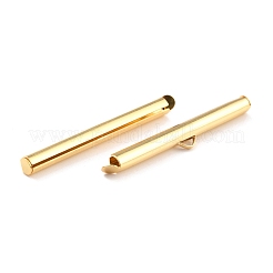 304ステンレススチール製スライドエンドクラスプチューブ  スライダエンドキャップ  18KGP本金メッキ  40x6x4mm  穴：3x1mm  内径：3.5mm&nbsp;STAS-C044-08F-G