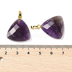 天然石ペンダント  真鍮パーツ  多面カット  三角形のチャーム  23.5x21x6mm  穴：7x4mm&nbsp;G-L614-D04-G