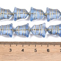 チェコ産プレスガラスビーズ  鐘  コーンフラワーブルー  13.5x13x6.5mm  穴：0.9mm  約80個/袋&nbsp;GLAA-I061-36A