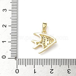 真鍮製マイクロパヴェキュービックジルコニアペンダント  魚  18KGP本金メッキ  14.5x15x3mm  穴：3x5mm&nbsp;KK-I371-21G