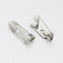 鉄のブローチは、1穴と安全キャッチバーピンをバックピン  プラチナ  15x4x5mm  穴：1.8mm&nbsp;IFIN-A171-04A