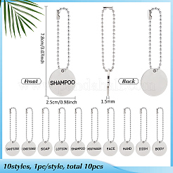 10Pcs 10 Styles 304 Stainless Steel Soap Tags with Chain&nbsp;AJEW-FG0005-65