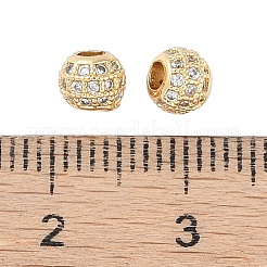 Rack Plating Brass Micro Pave Clear Cubic Zirconia Beads&nbsp;KK-Z060-21G