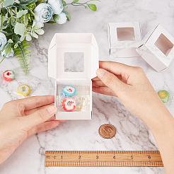 紙菓子箱  四角い窓付き  ベーカリーボックス  ベビーシャワーギフトボックス  大理石の模様の正方形  ホワイト  5.7x5.7x2.7cm&nbsp;CON-BC0002-11