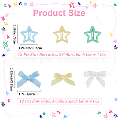 12Pcs Star Iron Snap Hair Clips&nbsp;OHAR-CP0001-24B