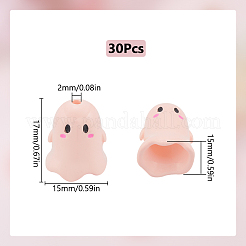 30個の不透明なアクリルビーズ  ゴースト  ピンク  17x15x15mm  穴：2mm&nbsp;MACR-SC0001-60C