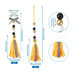 4Pcs 2 Style Senior Year Theme Woolen Yarn Tassels Pendant Decorations&nbsp;HJEW-CF0001-18