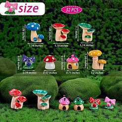 32Pcs 16 Style 3D Mushroom Resin Display Ornaments&nbsp;DJEW-SZ0001-06