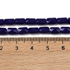 オペークガラスビーズ連売り  長方形  多面カット  ミッドナイトブルー  7x4.5x3.5mm  穴：0.9mm  約79~80個/連  21.65''~22.24''（55~56.5センチメートル）&nbsp;GLAA-Z018-D26