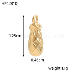 304ステンレスペンダント  パイナップルチャーム  イオンプレーティング（ip）  14KGP本金メッキ  12x4mm  穴：1mm&nbsp;STAS-OY017-44G